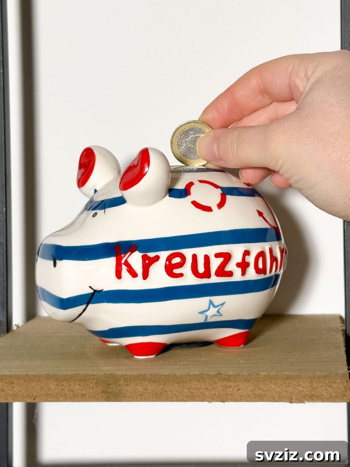 Save loose change in a piggy bank