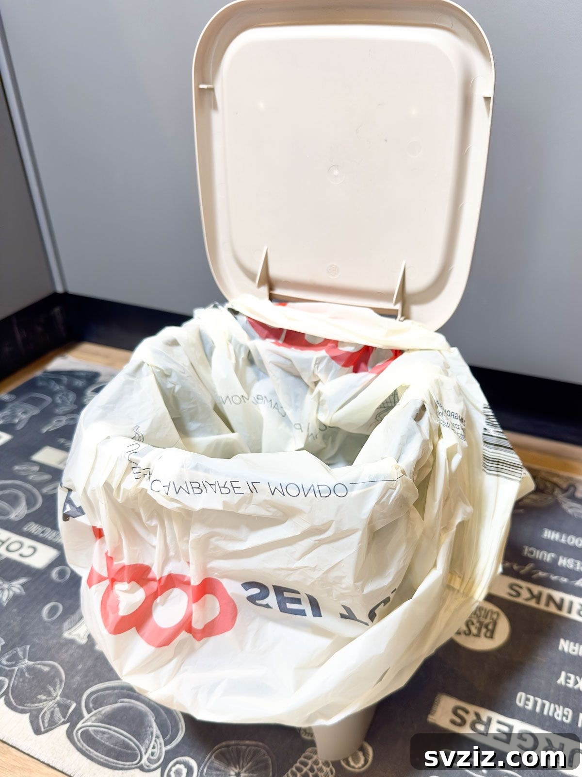 Repurpose plastic grocery bags as waste bags