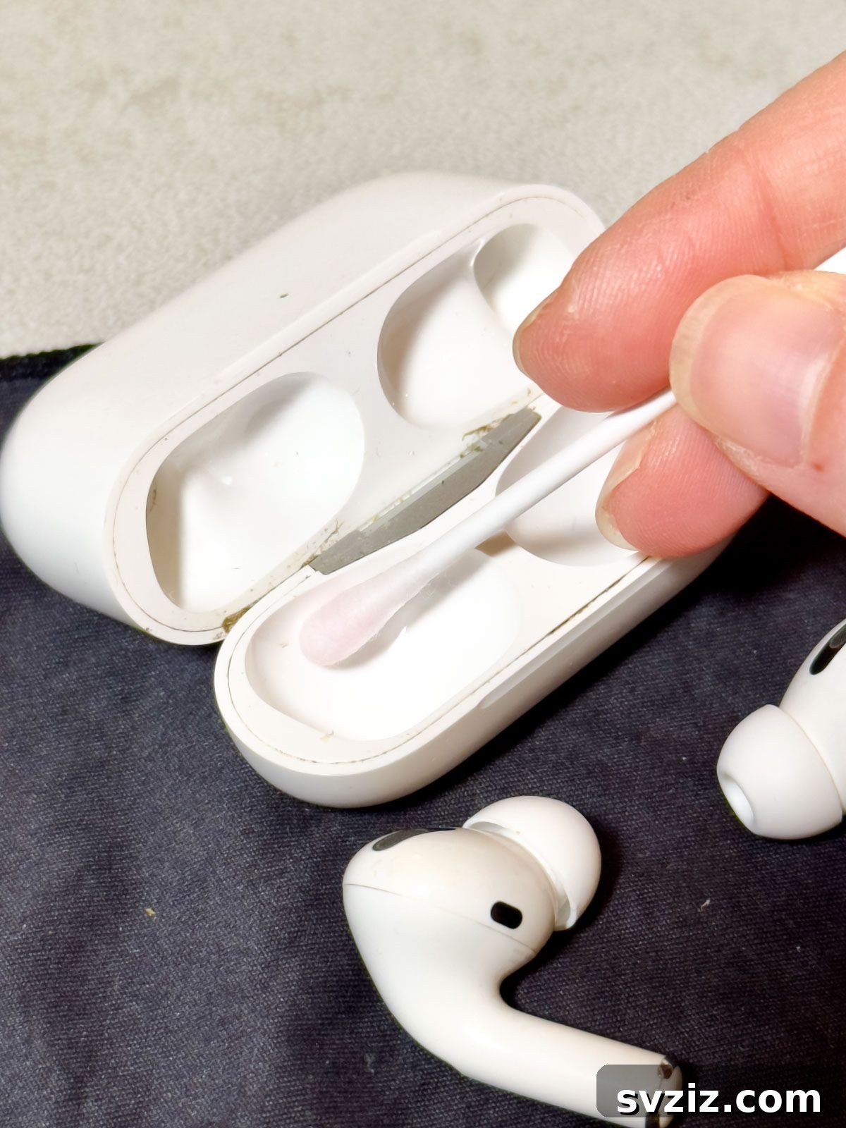 Clean Earbuds with a Q-Tip and Alcohol