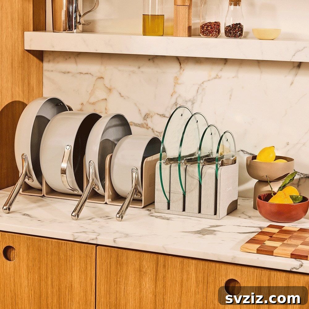 31 Ingenious Kitchen Counter Organization Secrets 15 Pot and Lid Dividers Kitchen Counter