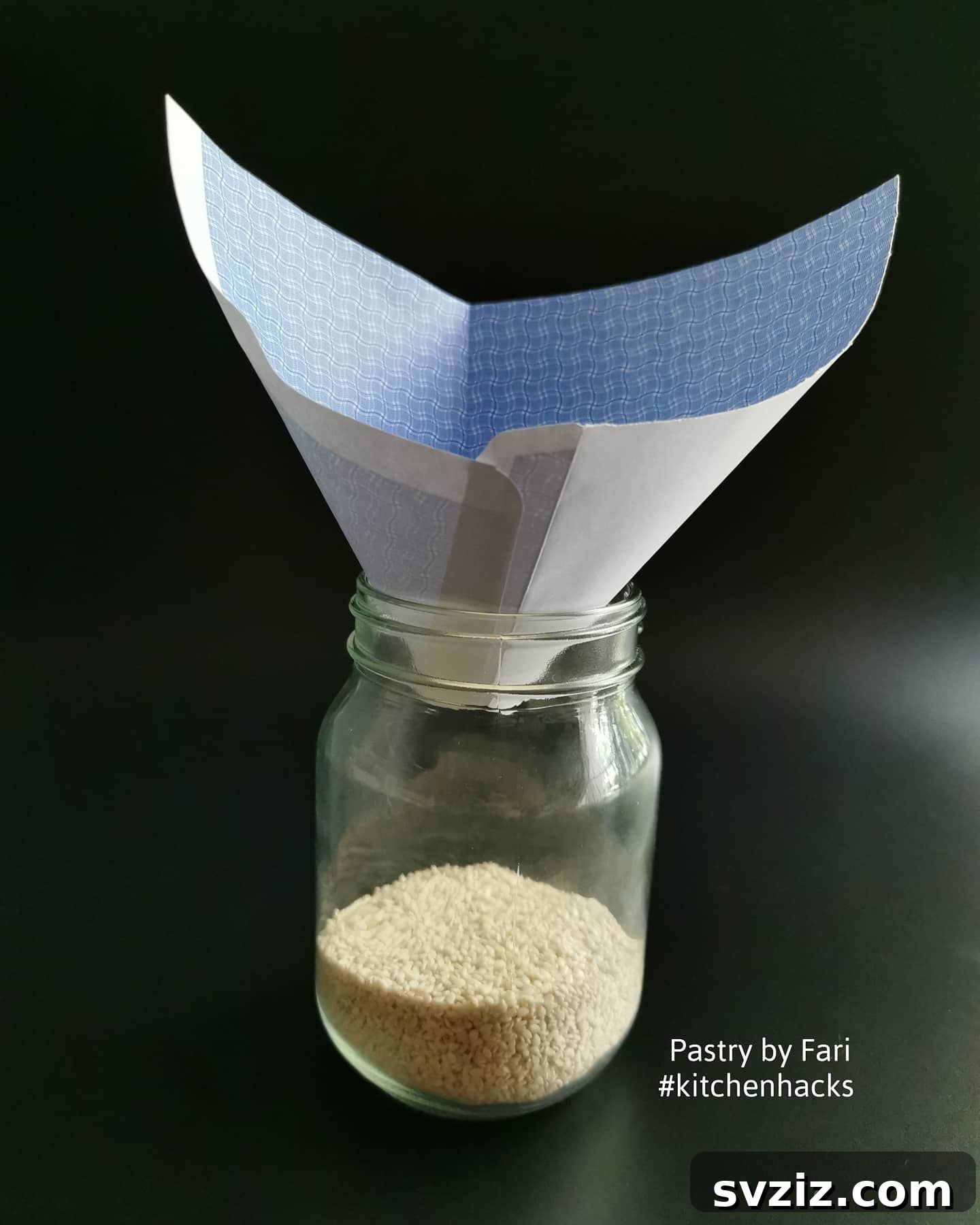 Funnel to store dry ingredients, DIY hack