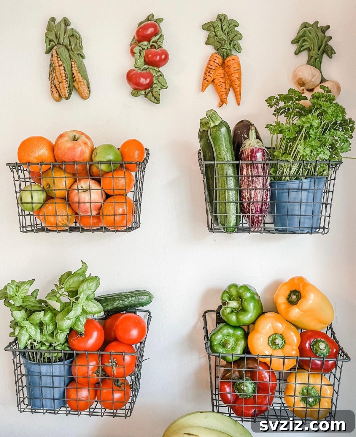 Hanging Produce Baskets for stylish fruit and vegetable storage