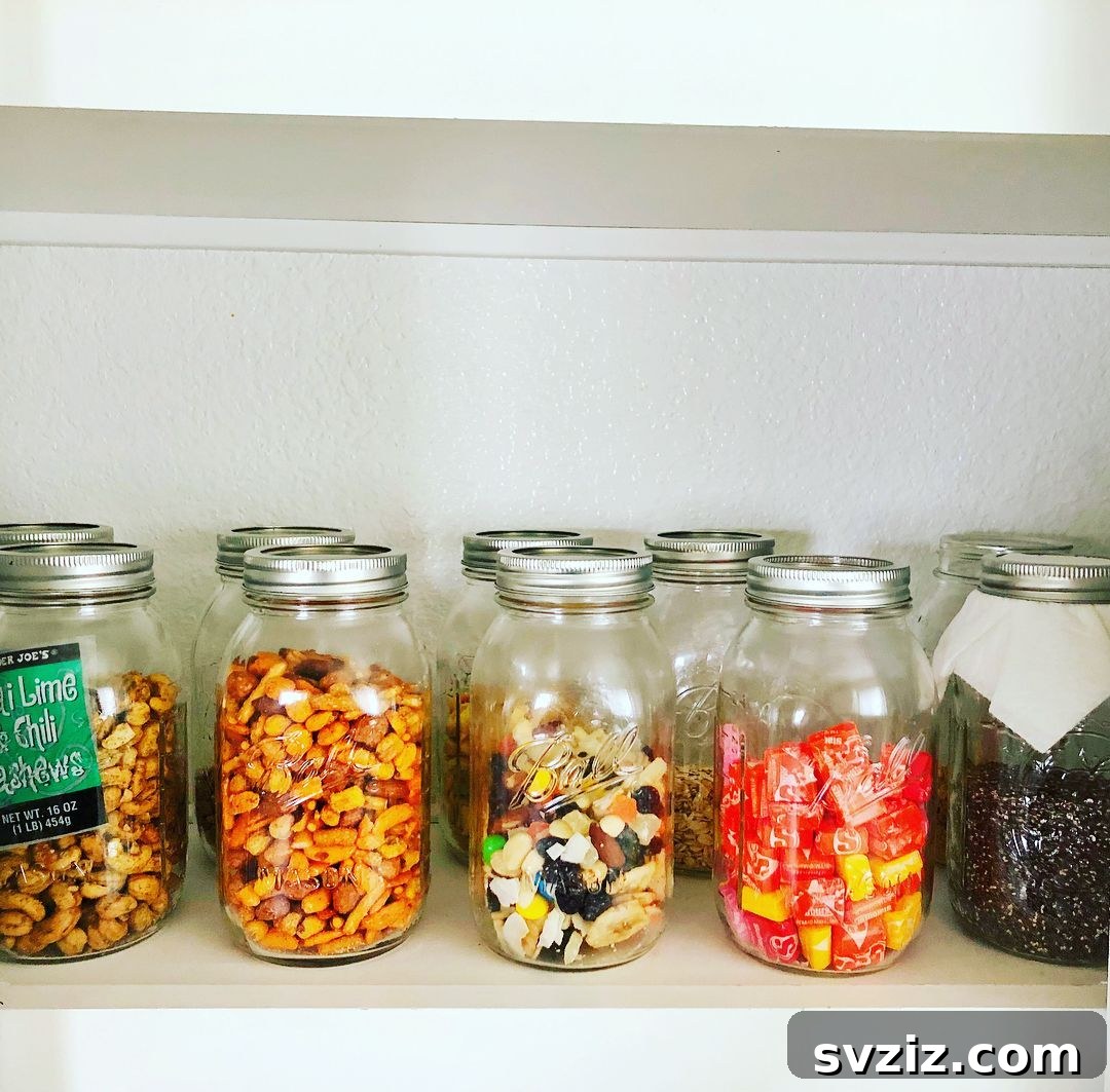 Mason Jars for Dry Food Storage and pantry organization
