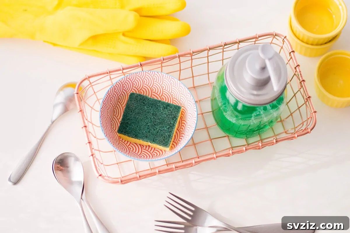 DIY sink caddy organizer from dollar store items.