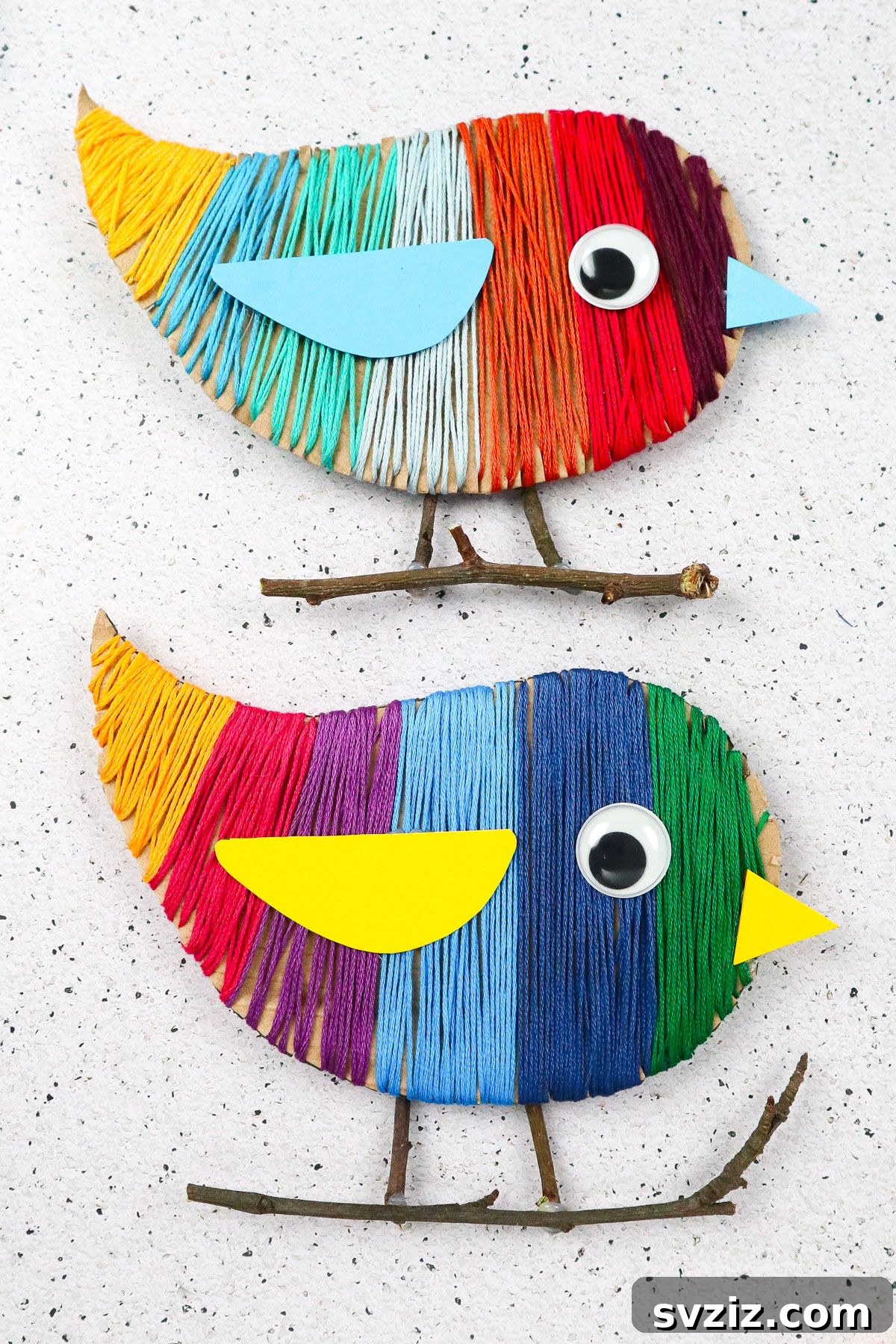 Yarn Bird Craft Idea for Home Decor