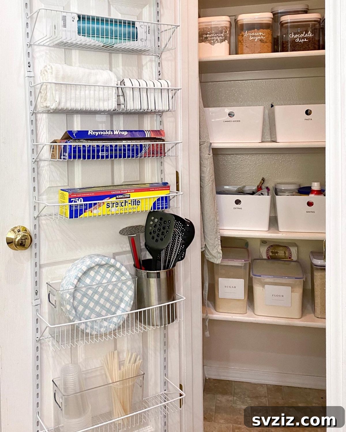 Multi-tiered over the door rack for pantry storage