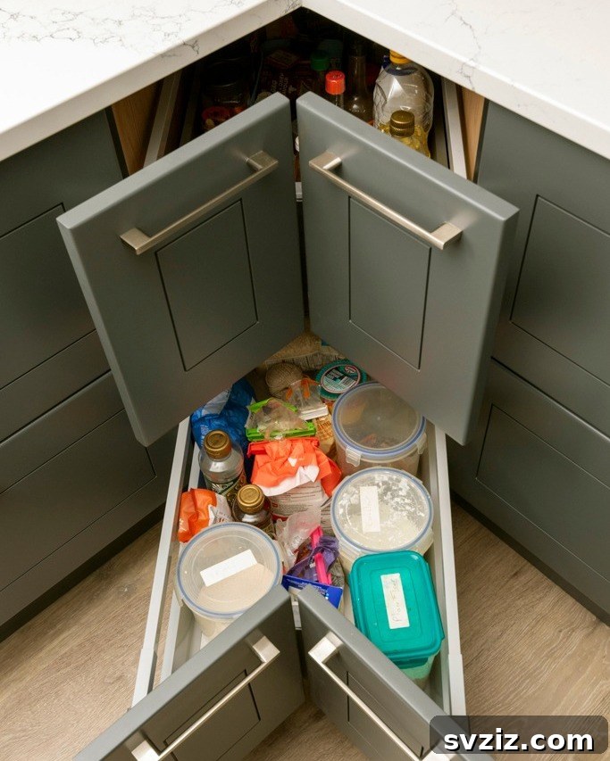 Innovative corner kitchen drawers for efficient storage