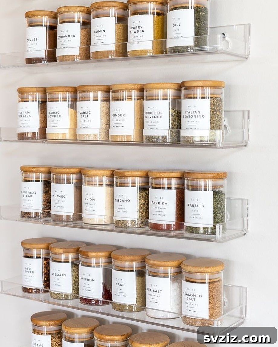 Stylish wall-mounted seasoning racks using acrylic shelves