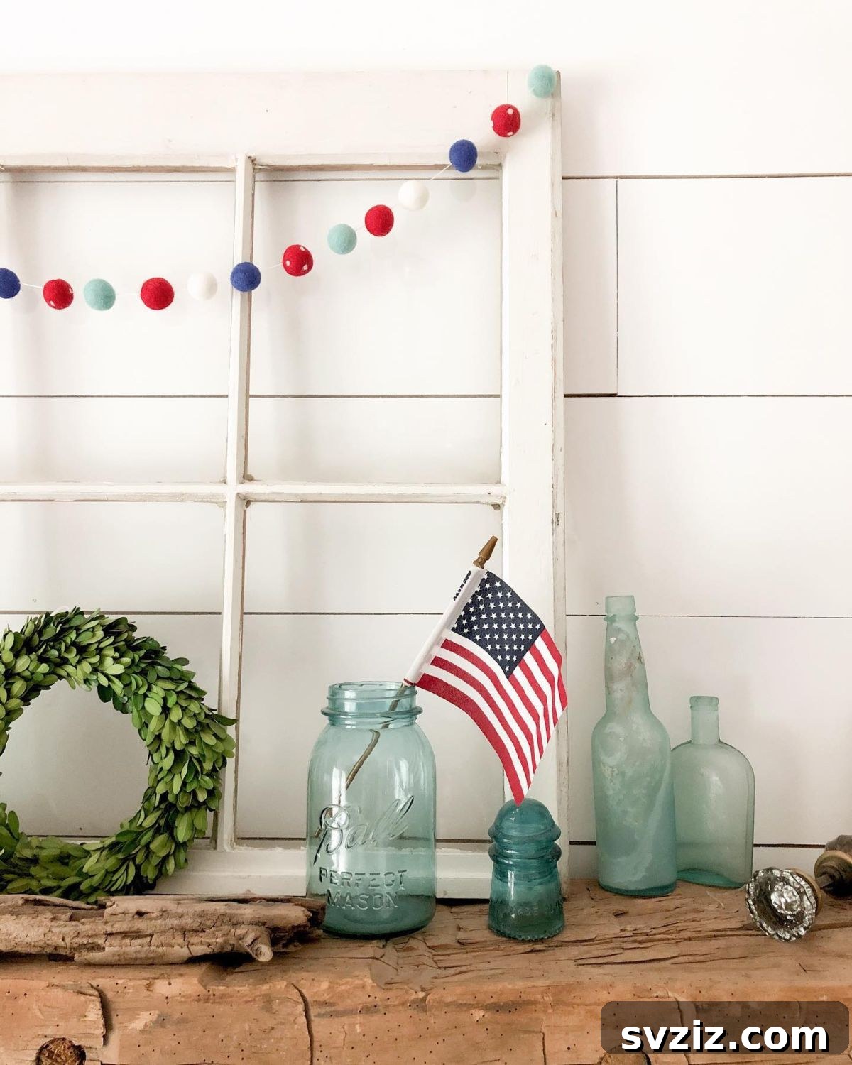 31 Gorgeous Summer Farmhouse Decor Ideas 11 Flag in a Mason Jar