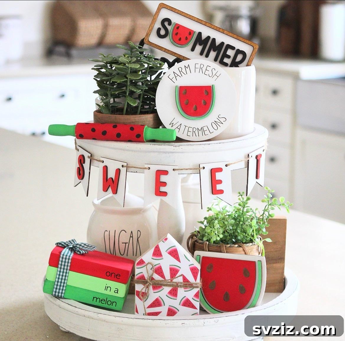 31 Gorgeous Summer Farmhouse Decor Ideas 25 Watermelon Kitchen Display
