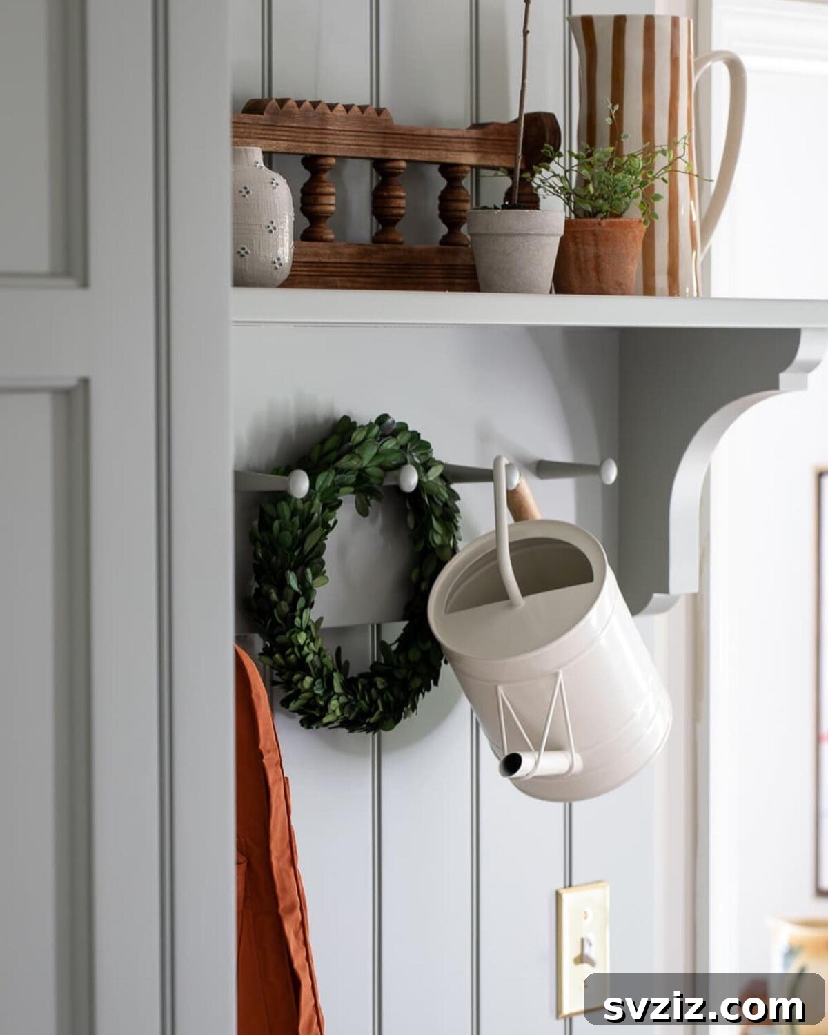 31 Gorgeous Summer Farmhouse Decor Ideas 31 Wooden Entryway Shelf