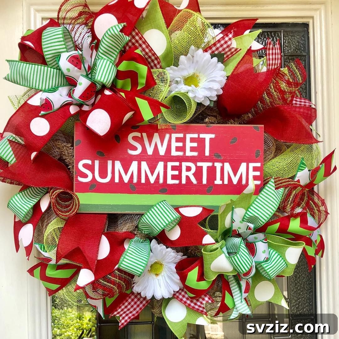 Gorgeous Summer Entryway Inspirations 11 summertime watermelon wreath