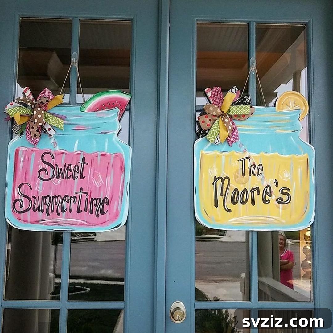 Gorgeous Summer Entryway Inspirations 15 jam jar door dressing