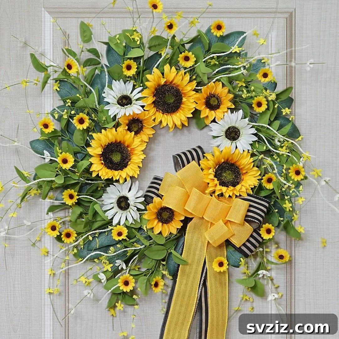 Gorgeous Summer Entryway Inspirations 28 sunflower wreath