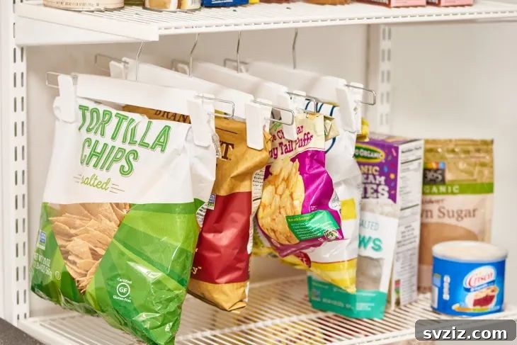 Maximize Your Kitchen Space 31 Genius Storage Hacks 22 Pants Hangers for Chip Bag Storage
