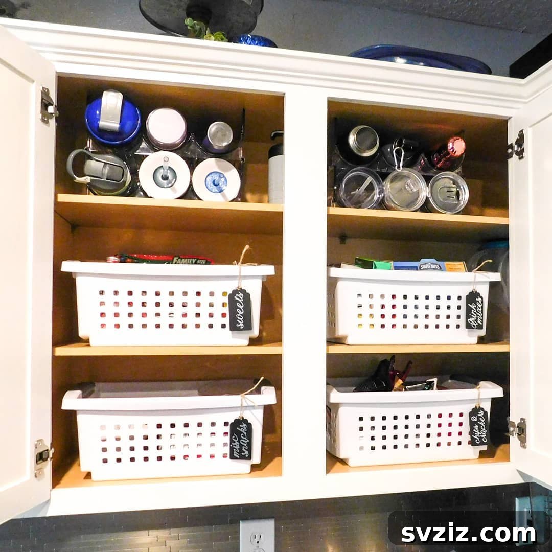 Reclaim Your Kitchen: 31 Smart Cabinet Storage Secrets 13 labeled baskets