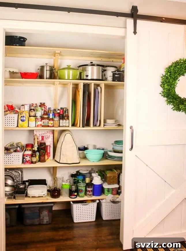 DIY wooden pantry shelves