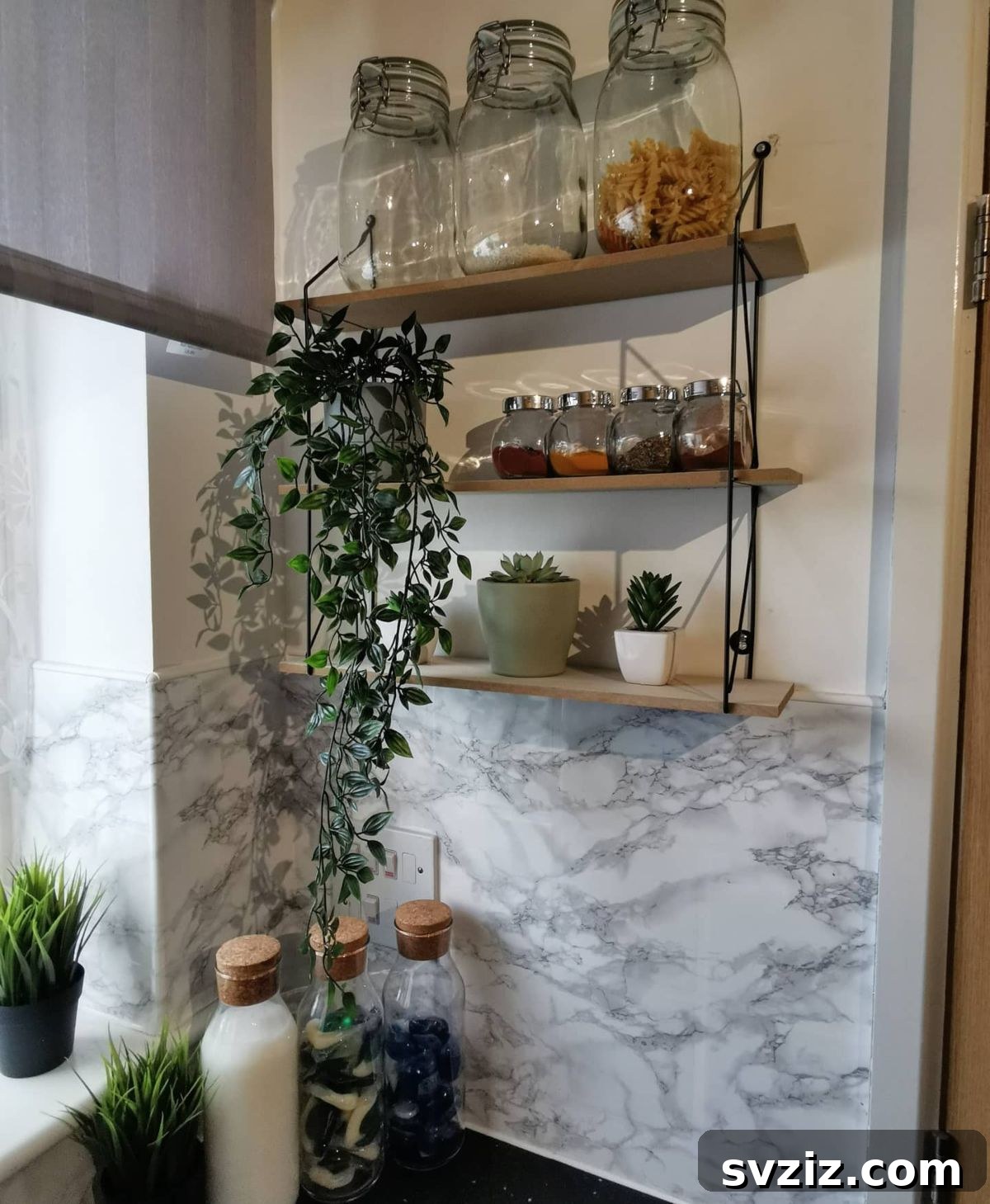 DIY hanging shelf for kitchen decor