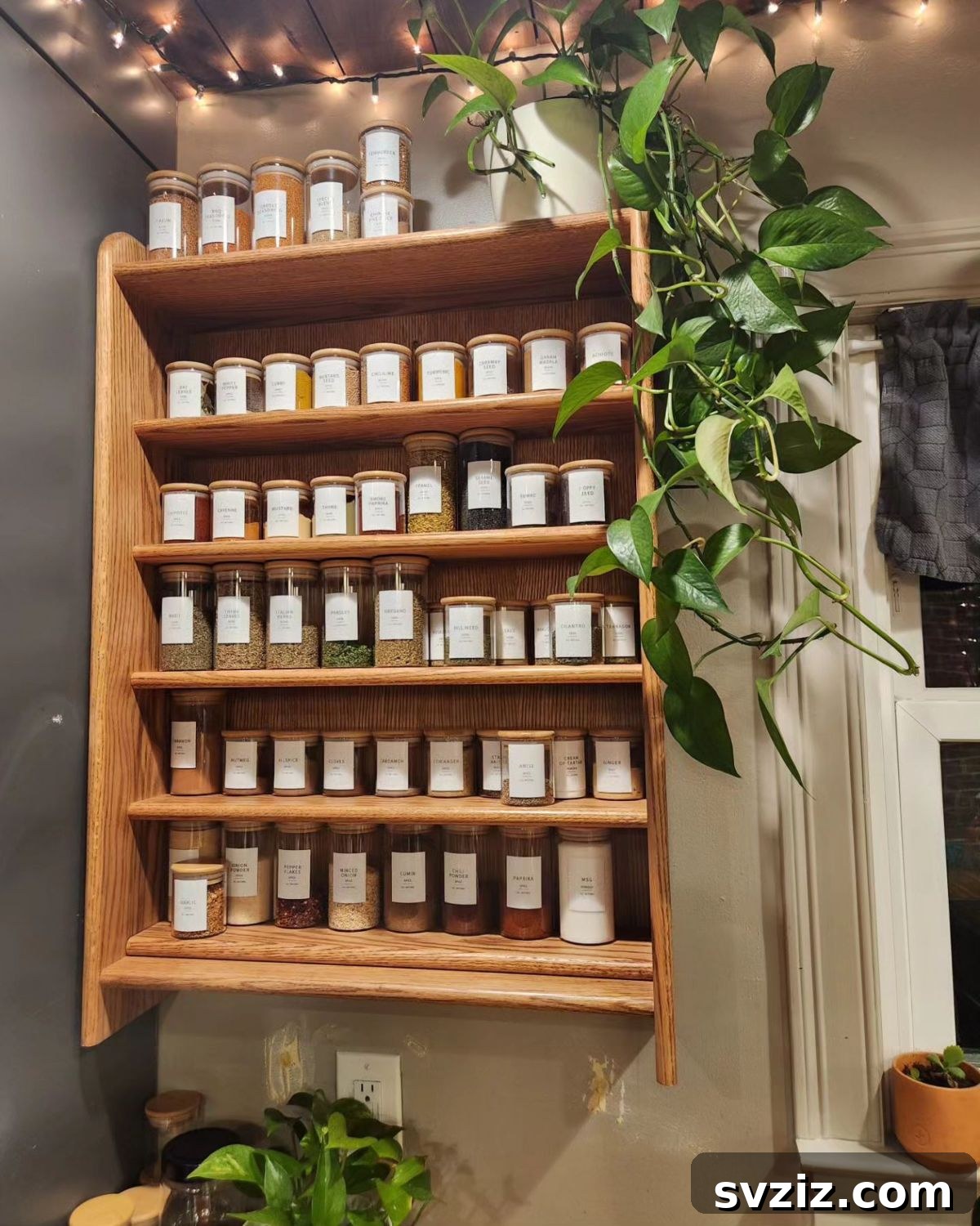 DIY open-air spice rack with glass jars