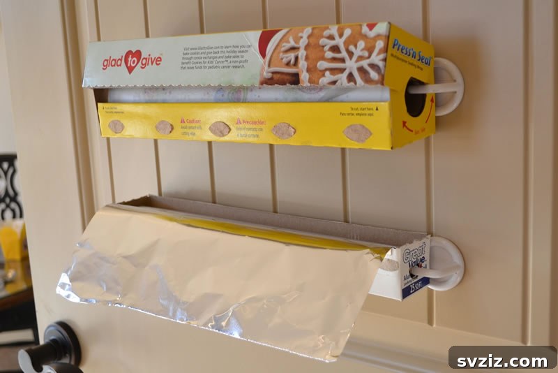 DIY foil and plastic wrap organizer