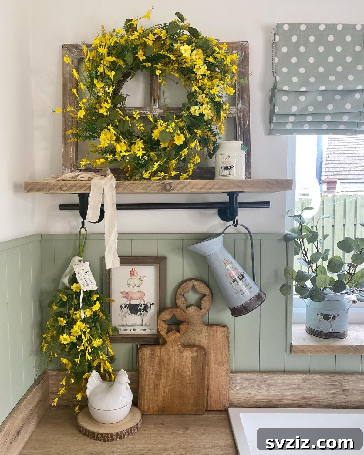 Decorative floral wreaths for interior cottage decor