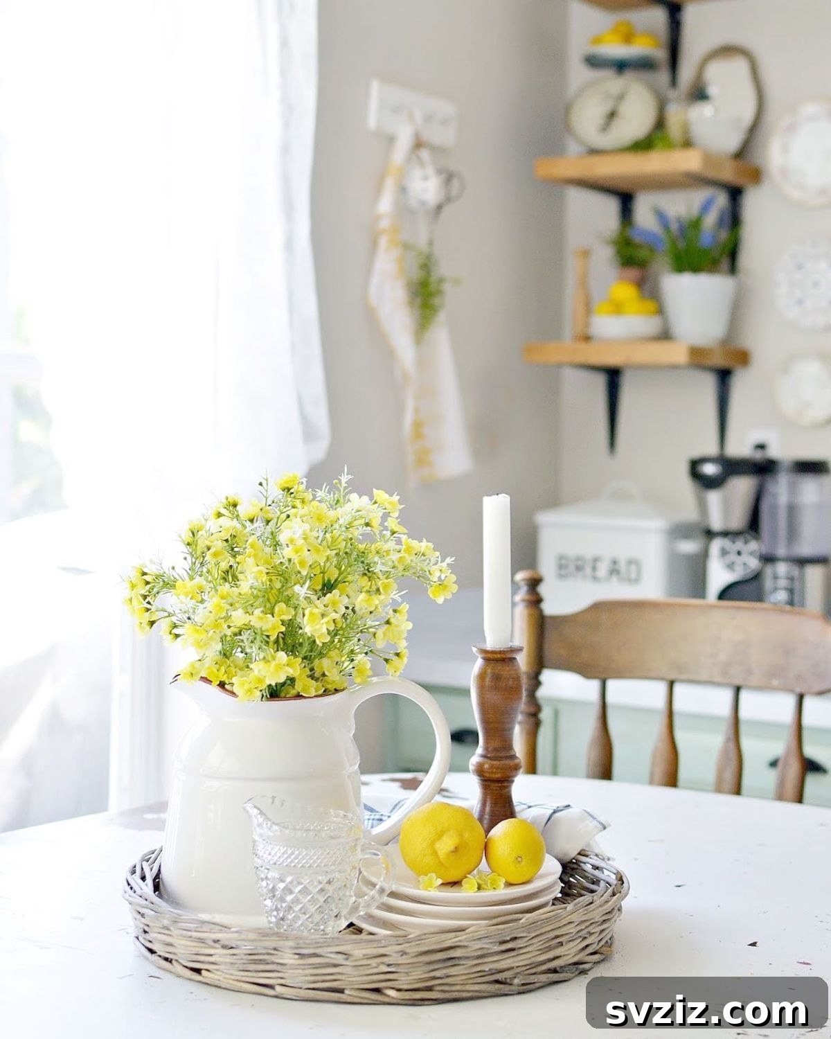 Wicker basket centerpiece for rustic dining