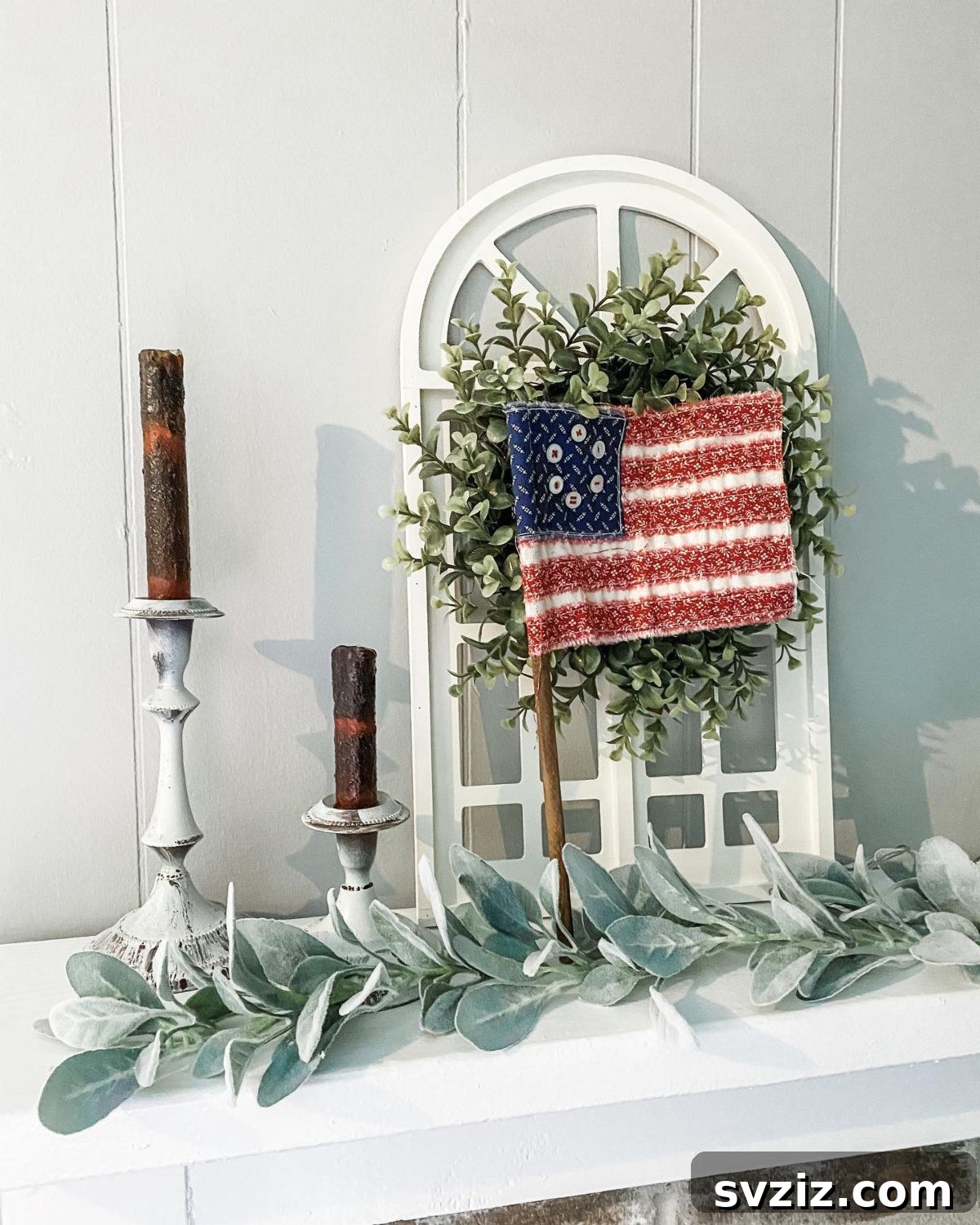 Decorated vintage mantelpiece for cozy living room