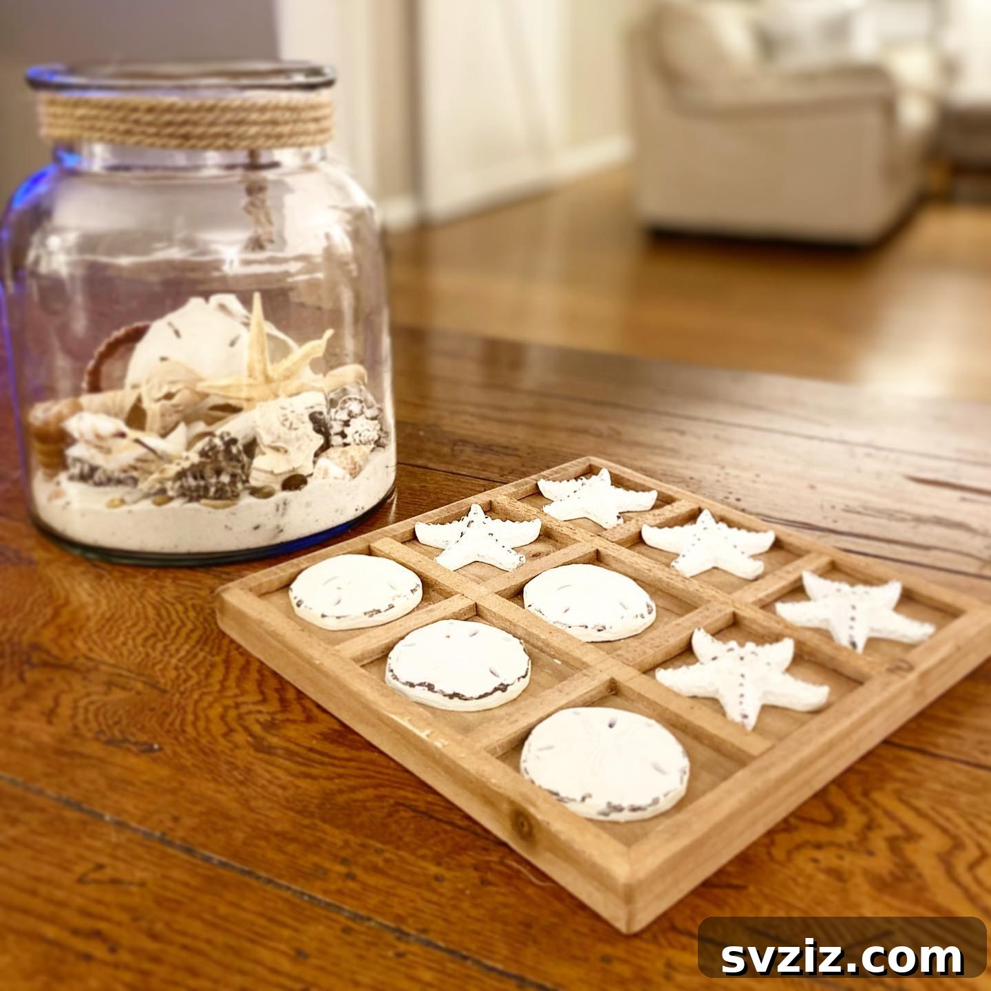 Decorative sea creature tic-tac-toe game for coffee table
