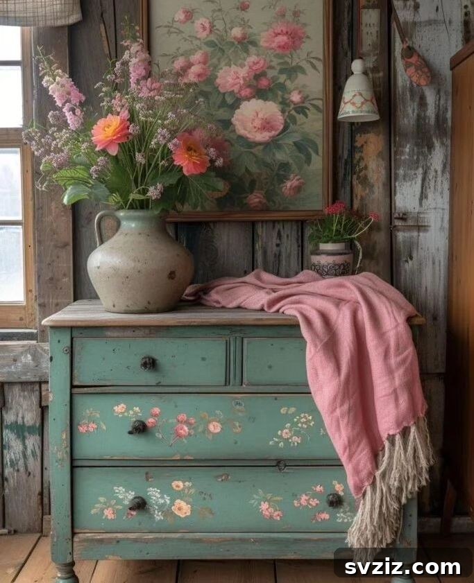 Elegant vintage chest of drawers for country decor