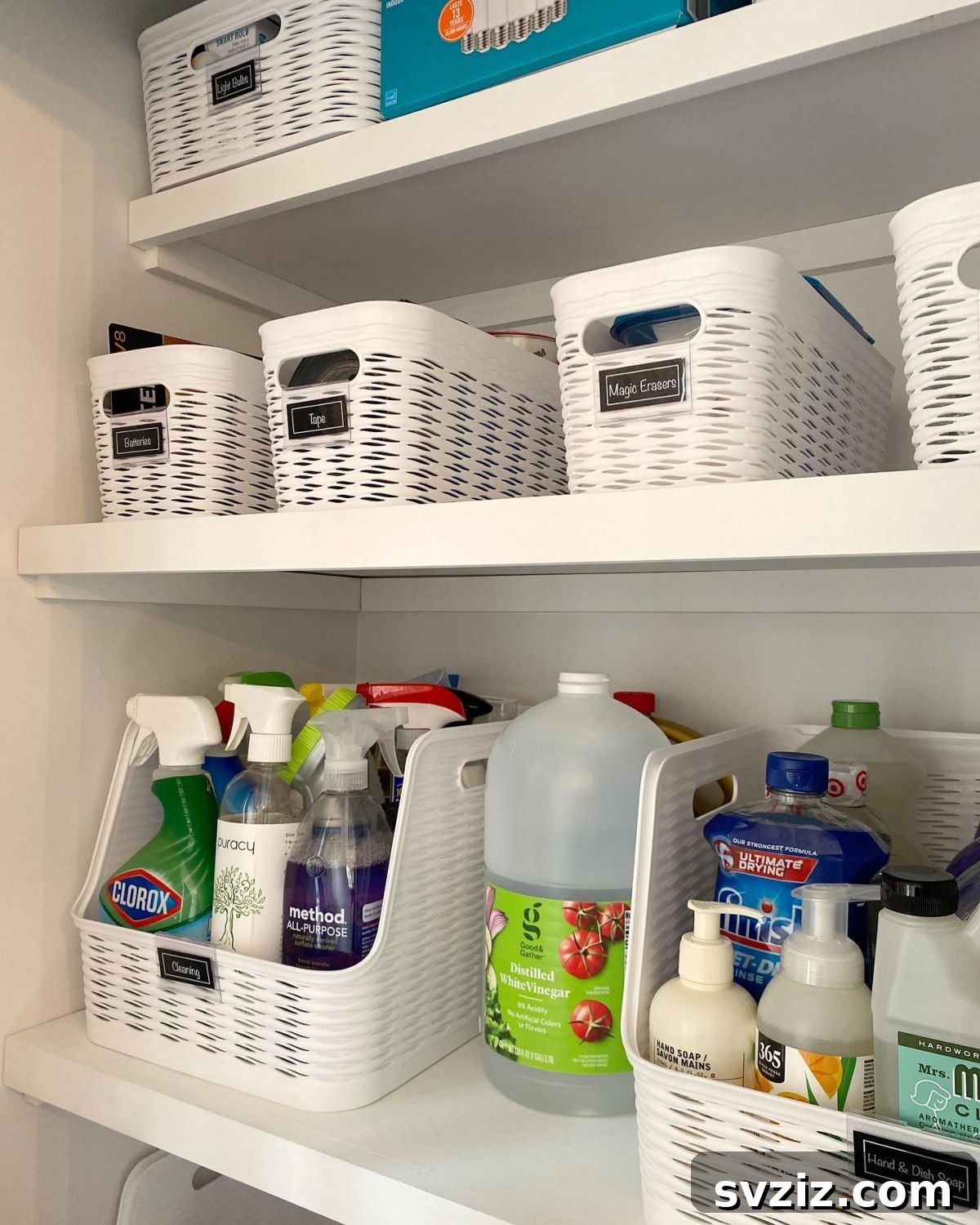 21 Ingenious Utility Closet Storage Hacks 14 Utility Closet Labelled Baskets