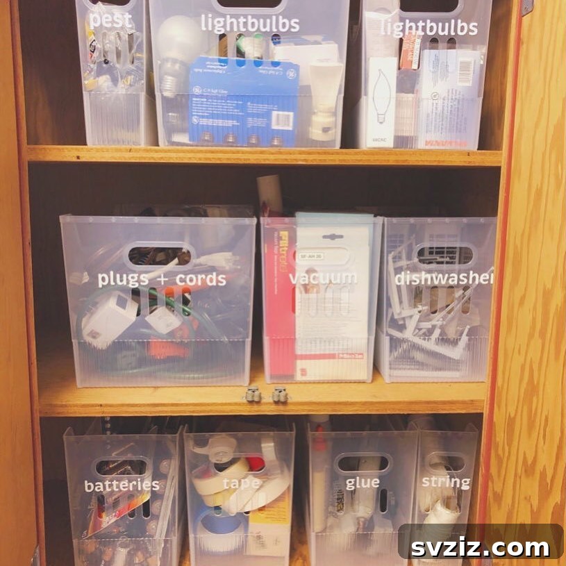 21 Ingenious Utility Closet Storage Hacks 9 Utility Closet Labelled Storage Boxes