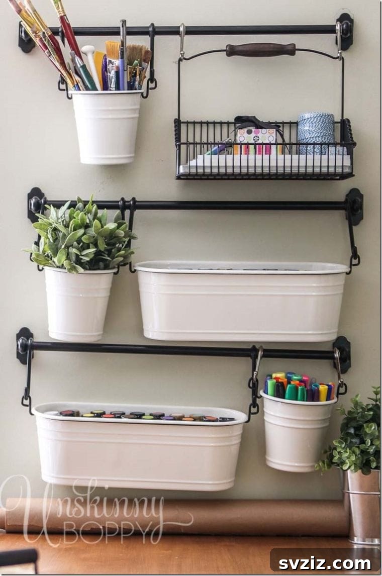 Upgrade Your Workspace: 15 Brilliant IKEA Desk Ideas 5 IKEA Hanging Storage for Craft Room Organization
