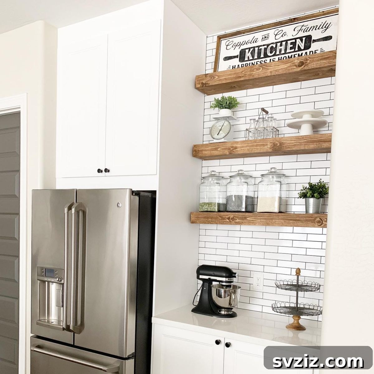 farmhouse open shelves