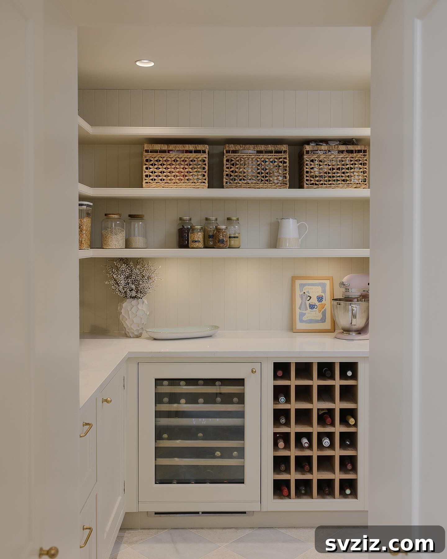 open shelving walk in pantry