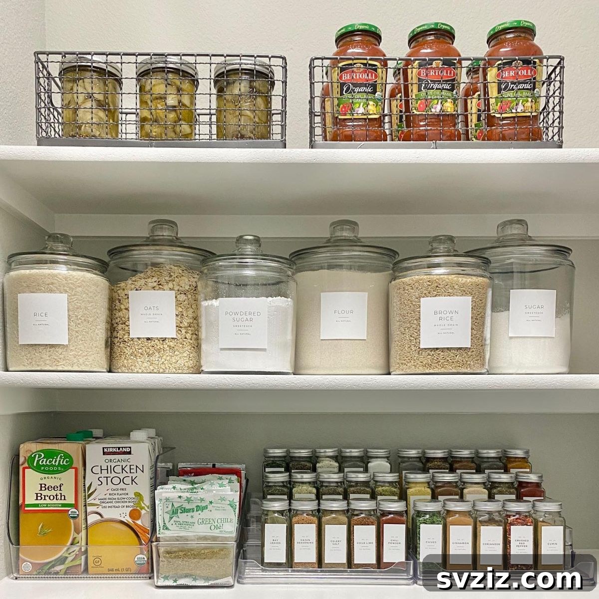 Stylish Pantry Organization with Clear Glass Jars