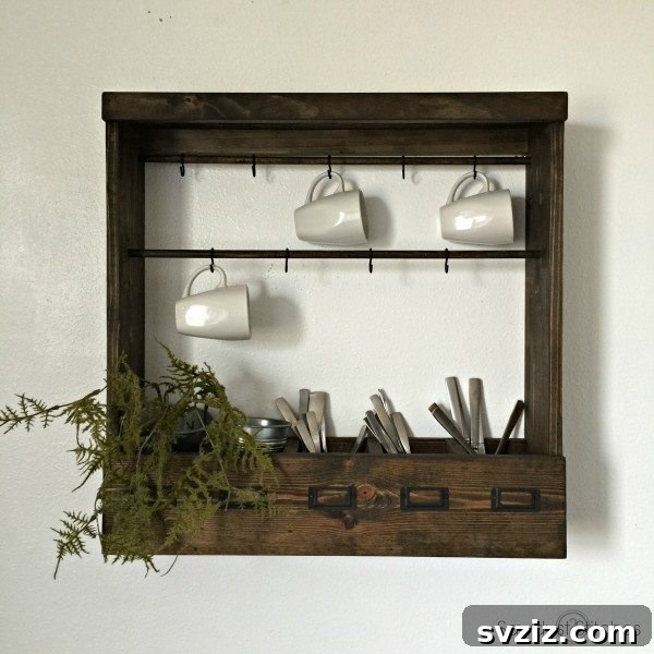 Space-Saving Multi-Purpose Wall Rack with Hooks for Mugs