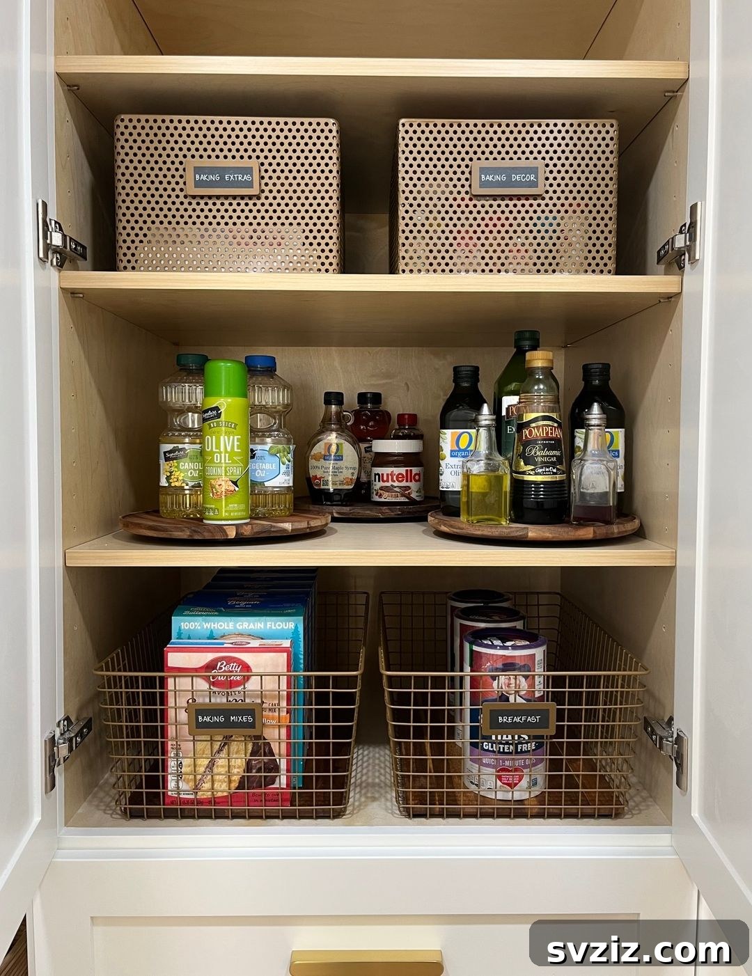 Neat Pantry Organization with Stylish Wire Baskets
