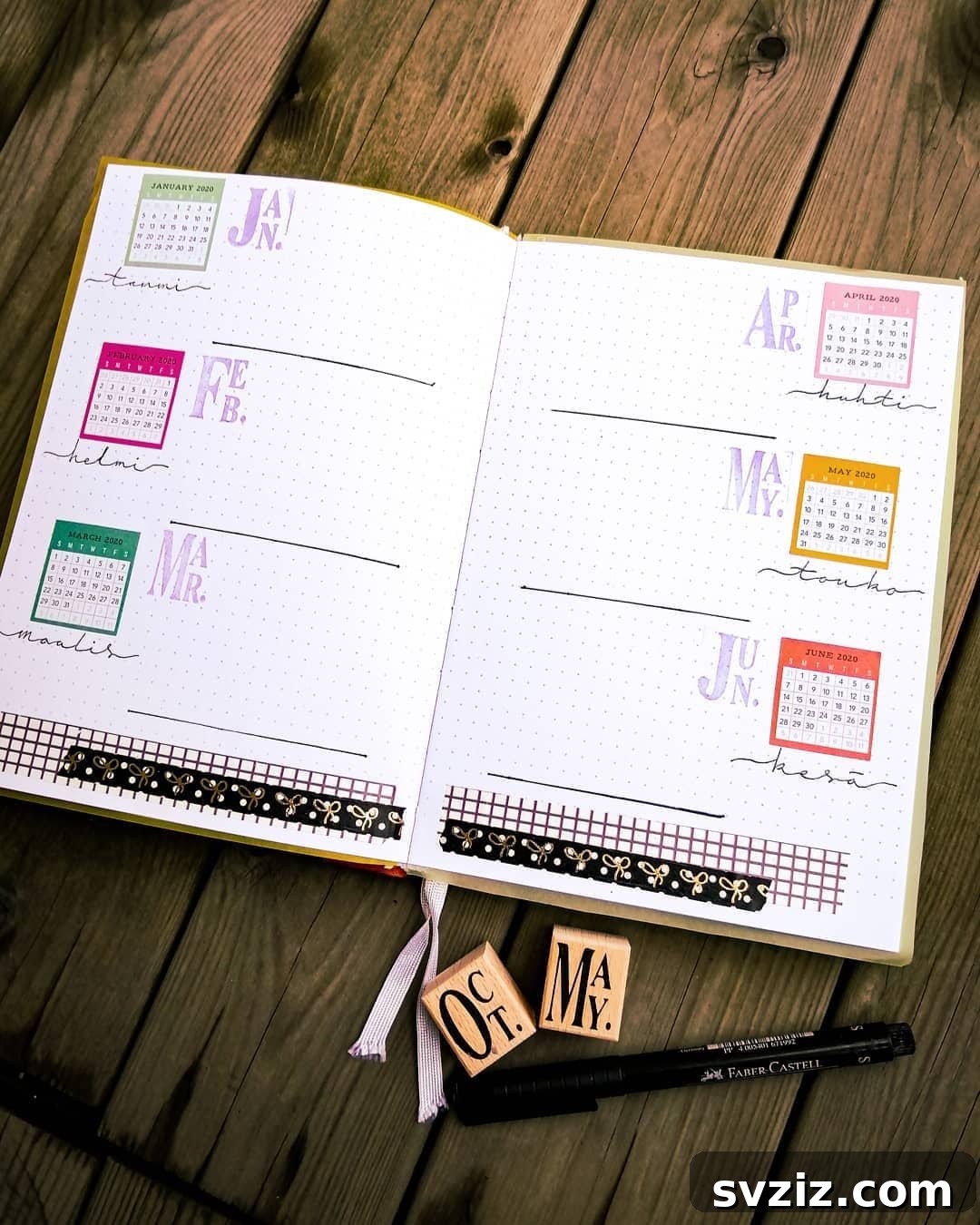 20 Fresh Bullet Journal Future Log Layouts to Inspire Your Year 12 Colorful Future Log with Month Stamps for Bullet Journal