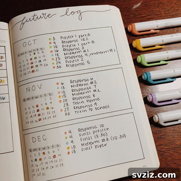 20 Fresh Bullet Journal Future Log Layouts to Inspire Your Year 18 Color-Coded Planner System for Organized Bullet Journaling
