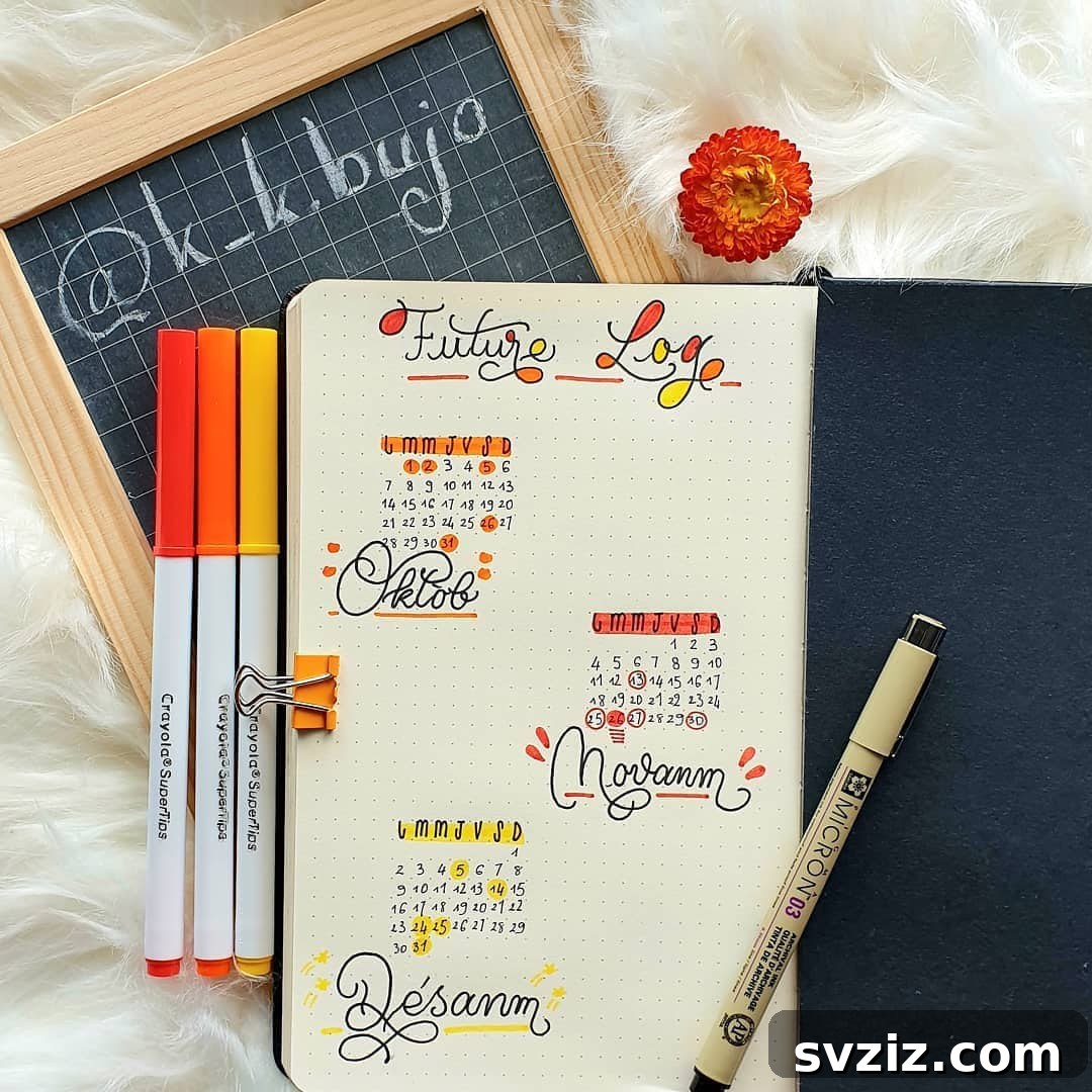 20 Fresh Bullet Journal Future Log Layouts to Inspire Your Year 21 Autumn Calendar Design for Bullet Journal Future Log