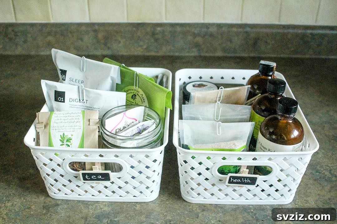 31 Dollar Store Hacks to Organize Your Life Without Breaking the Bank 9 Tea and Health Supplies Organization Bins