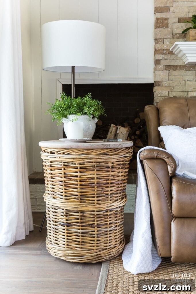 31 Budget Basket Hacks for Total Home Organization 29 side table