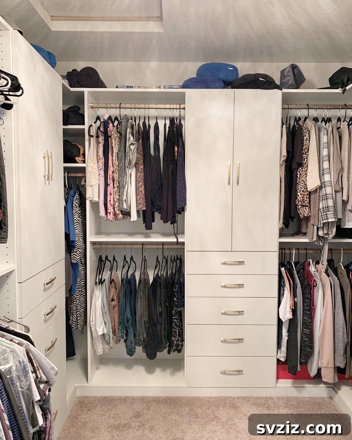 Small Walk-In Closets: Genius Ideas for Maximizing Space 12 use space above cabinets