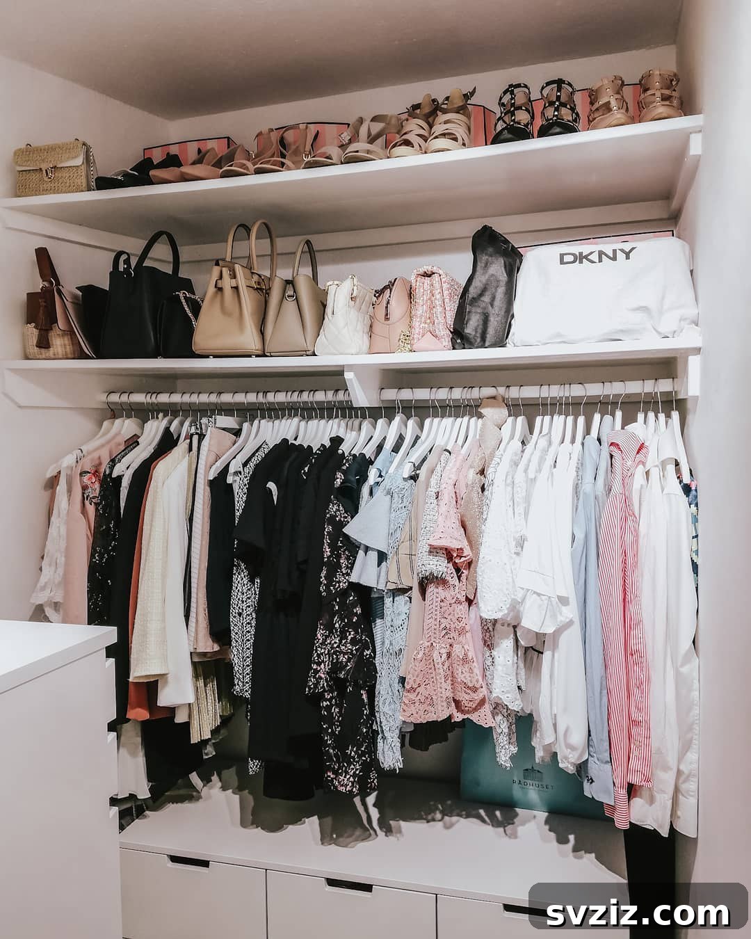 Small Walk-In Closets: Genius Ideas for Maximizing Space 19 Shelves for shoes and bags