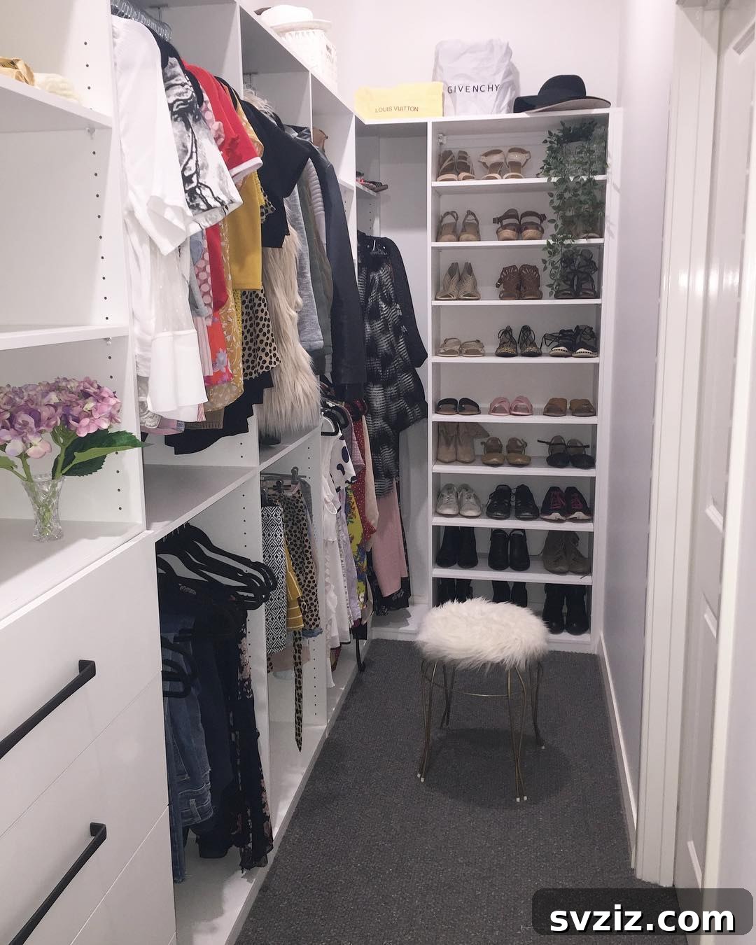 Small Walk-In Closets: Genius Ideas for Maximizing Space 24 built in shelves for shoes and bags