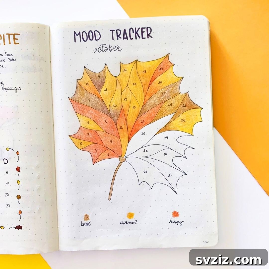 Yellow Leaf bullet journal