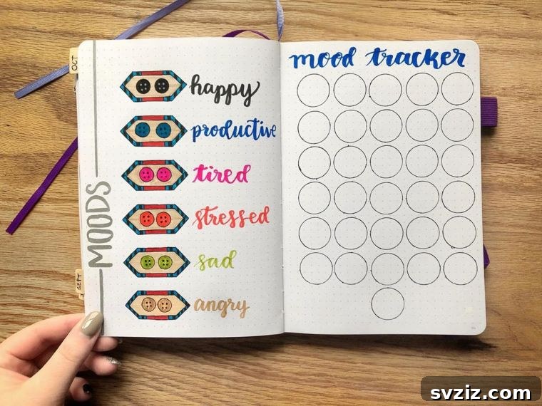Mood Tracker with Sewing Buttons Key