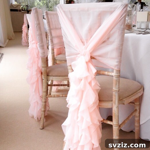 27 Absolutely Adorable Wedding Details for Your Big Day 16 Pink Chiffon Chair Ties for wedding decor