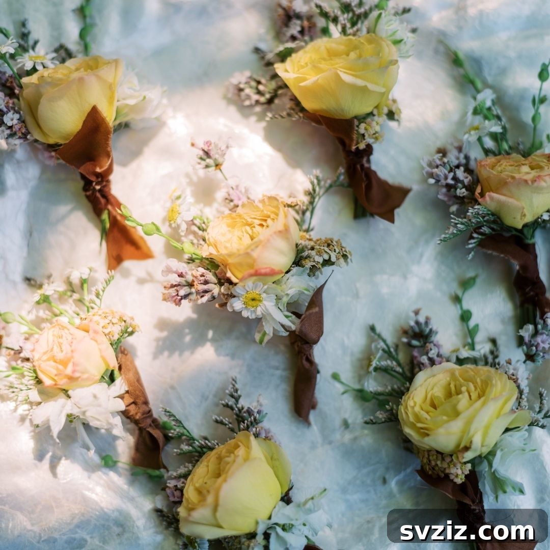 27 Absolutely Adorable Wedding Details for Your Big Day 27 Recycled Boutonnieres from wedding bouquet