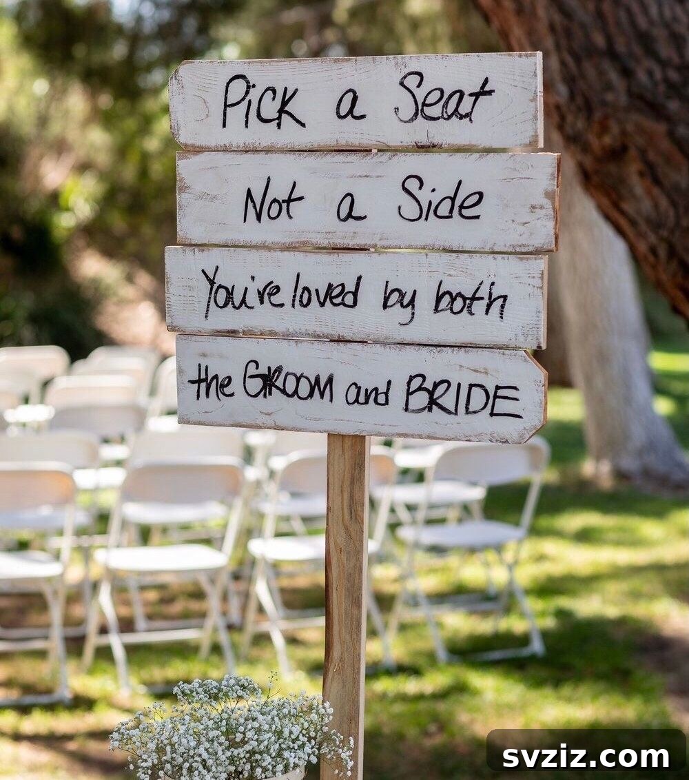 27 Absolutely Adorable Wedding Details for Your Big Day 4 “Pick a Seat, Not a Side” wedding sign